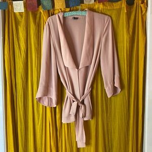 UO dusty pink sparkle and fade kimono style top.